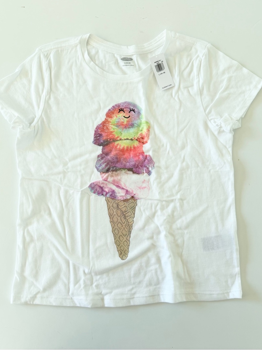 White Kids Tie-Dye Ice Cream Graphic Tee